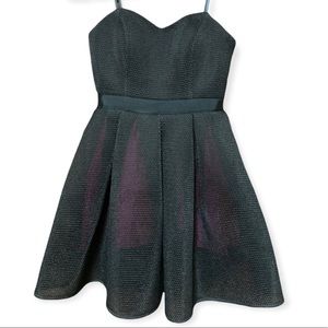 Aqua Black Mesh Sweetheart Fit & Flare Hot Pink Overlay Cocktail Dress